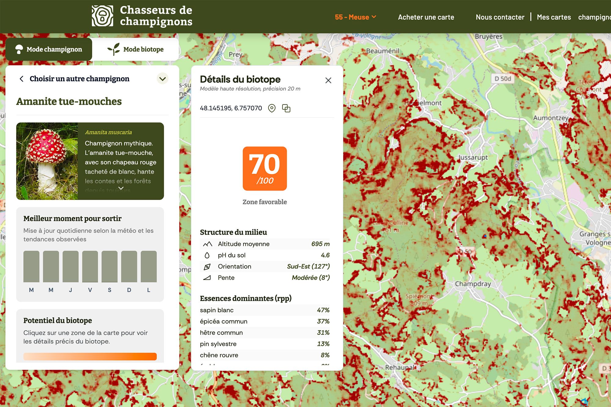 Carte de biotope sur Chasseurs de Champignons