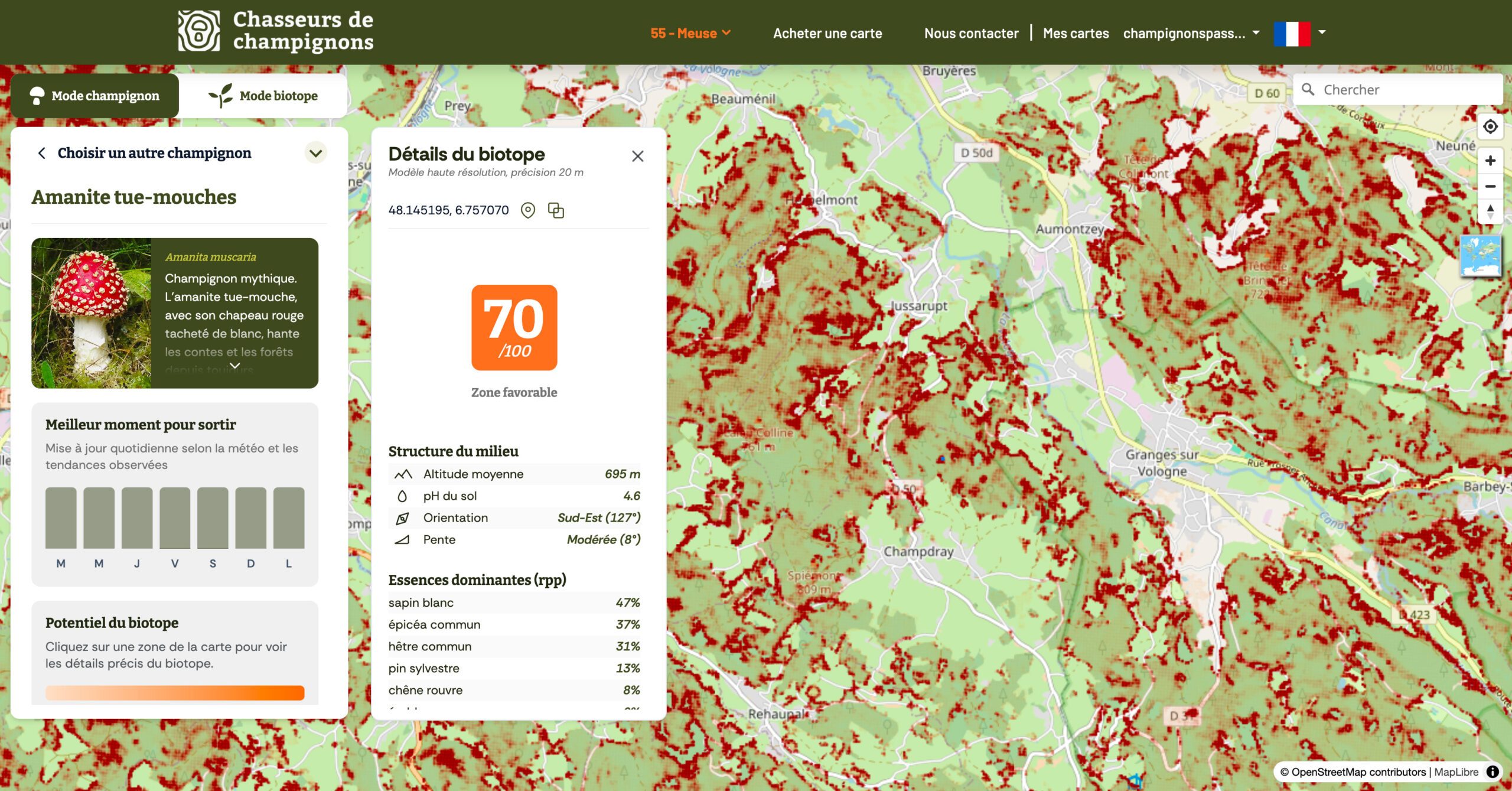 Carte de biotope sur Chasseurs de Champignons